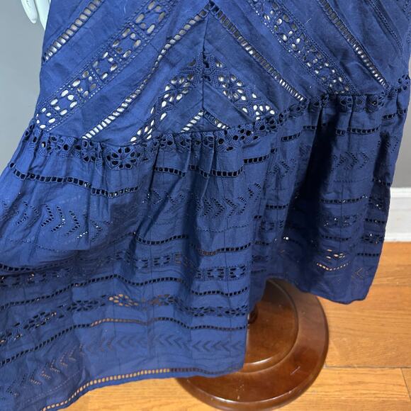 Boston Proper dress Medium western blue maxi off shoulder eyelet boho NWT - Picture 12 of 15